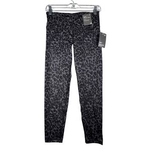 GapFit Leggings 7/8 Length High‎ Rise Fitted Leopard Print Black Gray Size Small